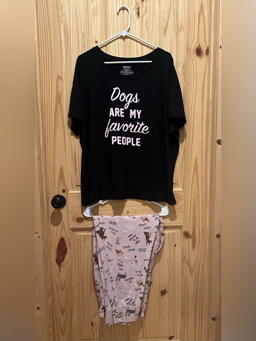 Joyspun Black & Pink "Dogs Are My Favorite People" Women's Pajama Set 2X